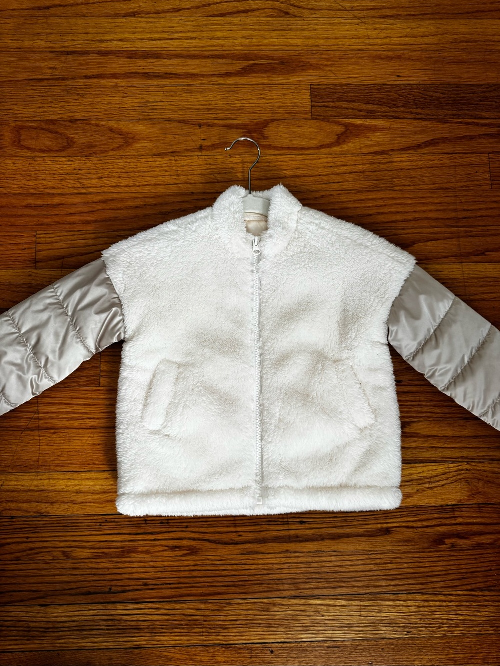 Tucker + Tate Girls Cream Sherpa Mixed Media Jacket Embroidered Size 3
